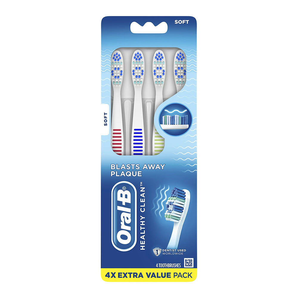 Oral-B Healthy Clean Toothbrushes Pack, Blasts Away Plaque, Soft, 4 Ea